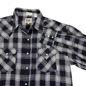 Ely Cattleman Dress Shirt Men's Large TALL Pearl Snap Western Formal Long Sleeve